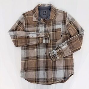 prAna Golden Canyon Flannel Shirt Size S Brown Grey Plaid EUC